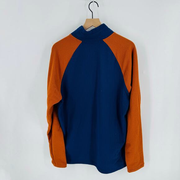 Outdoor Research Mens XL Blue Orange Fleece Pullover Snap Neck Thermal Waffle - Picture 2 of 5